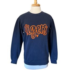 Comfort Colors Women's Small Auburn Tigers Navy Blue Orange Sweatshirt